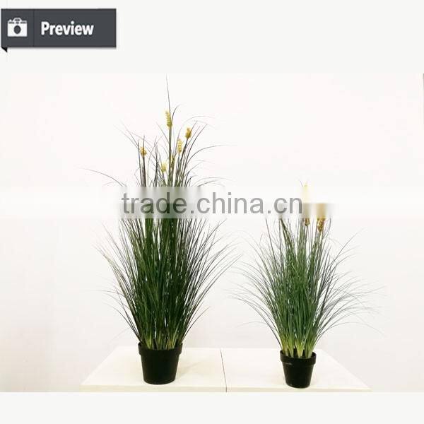 Artificial Grass Synthetic Onion Grass with Cattails Spray Fake Grass in Pot
