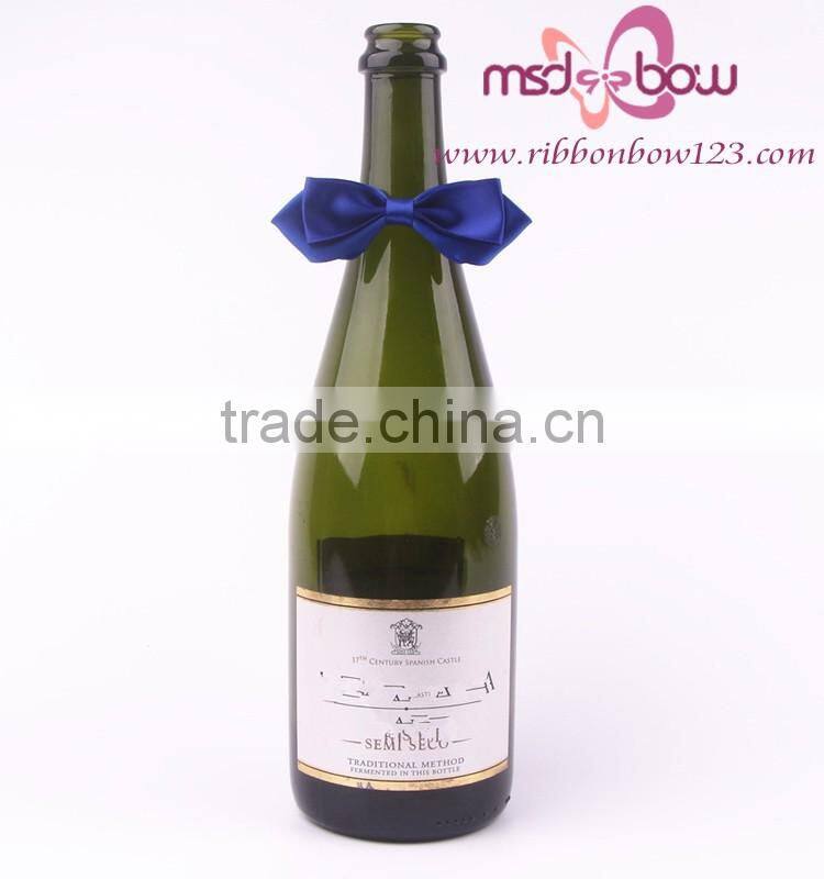 gold color satin pre-made ribbon bow for wine bottle