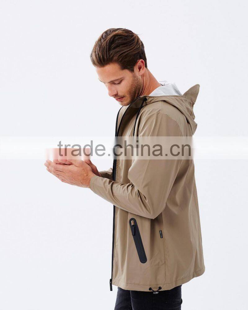 wholesale china high quality unisex drawstring hood wind breaker jacket