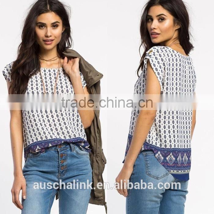 100% polyester rounded hem girls full print t shirt