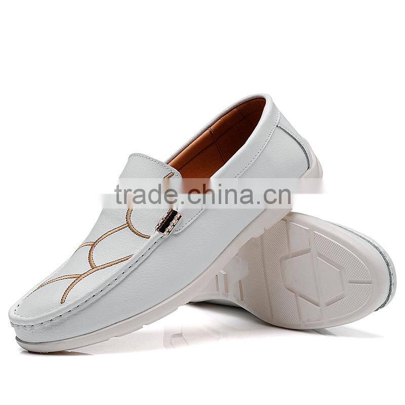 new style blue casual shoes fashion for men, slip on white peas shoes casual brand with leather from china factory