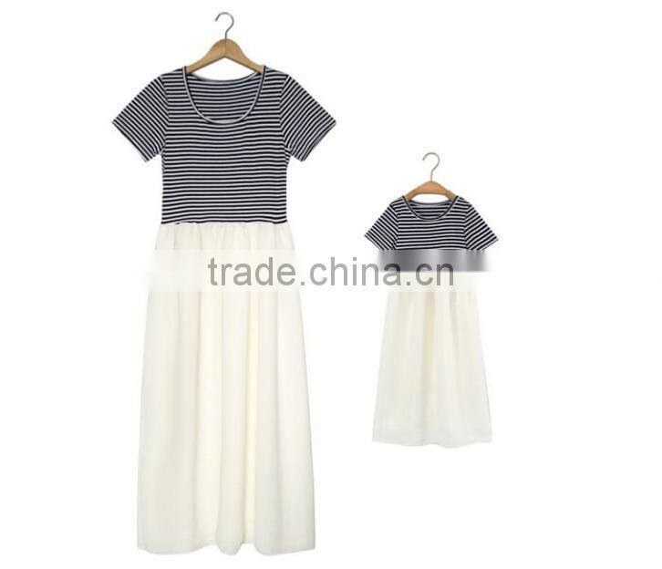 Mother and daughter skirt,modal cotton,fashion design,cross stripe.