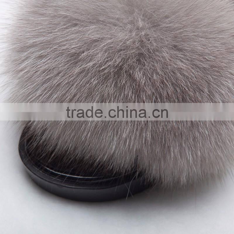 CX-A-70 Cheap Soft Women Wear Genuine Fox Fur Slides