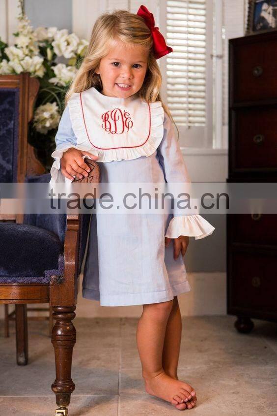 2017 Latest Boutique Girl Clothing Children 100% Cotton Ruffle Sleeve Dress Kids Girls Dresses