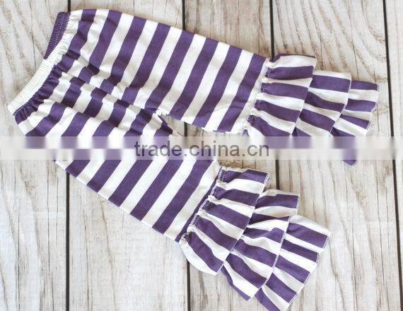 Kids hot selling clothing black polka dots pant with ruffle bottom casual girls ruffled pants shorts