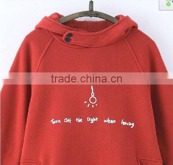 high quality hot sale bulk cotton women lovely pullover hooded jacket printed
