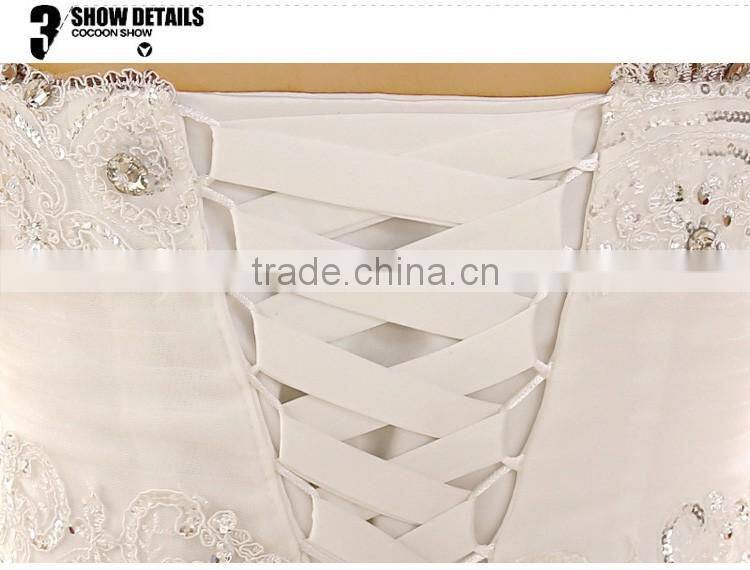 Strapless white gown korean style dropped lace wedding dress patterns