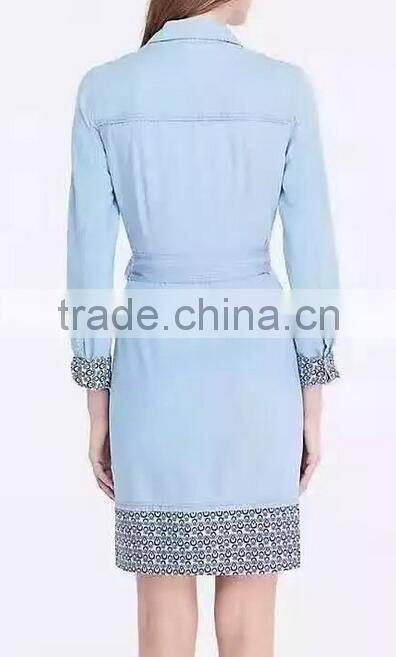 Runwaylover EY1016C Lady fashion garment manufacturer long denim trench coat for women