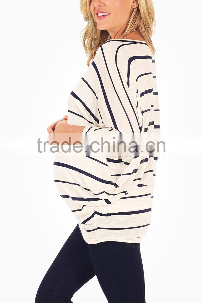 NAVY BLUE IVORY STRIPED DOLMAN SLEEVE MATERNITY TOP MATERNITY CLOTHES CHEAP