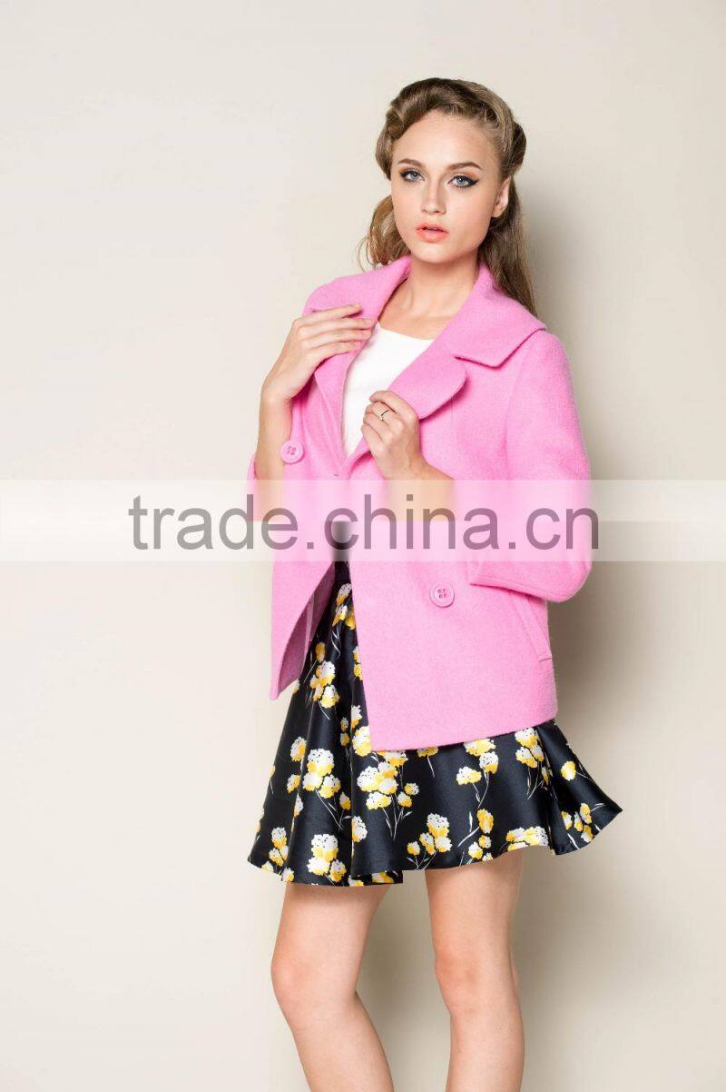 latest formal office style fashionable short women coats wool 2015