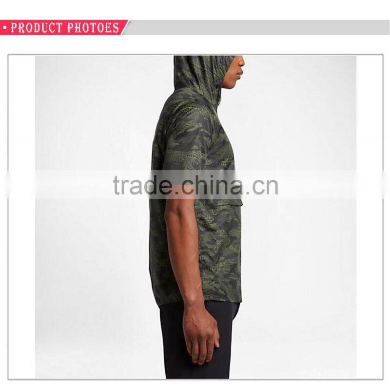 New design raglan short sleeves 100%polyester camo half-zip man golf jacket