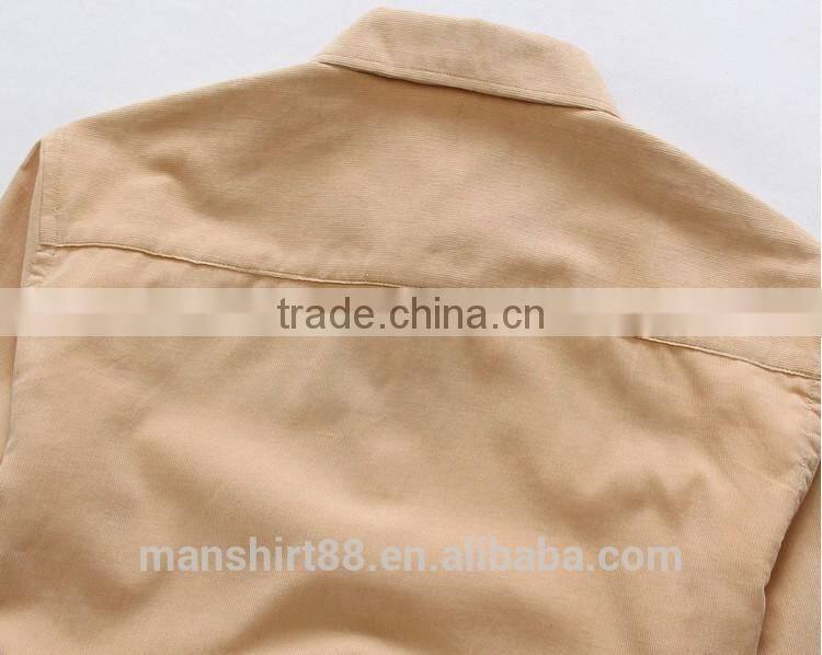 2016 multicolor contrast design men slim fit corduroy shirt