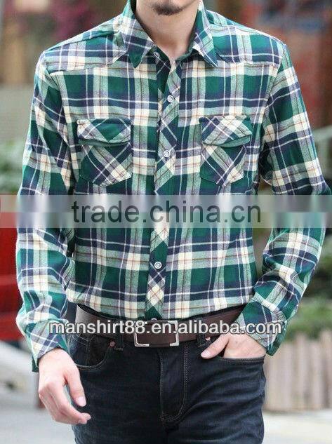 Latest design fancy 100%Cotton Single velvet Checked thickening Shirt for men with spread collar S,M,L,XL,XXL