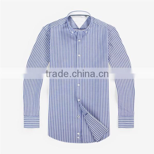 Yiwu direct factory customise stripe pattern men's long sleeve uniform shirt with 100% cotton oxford