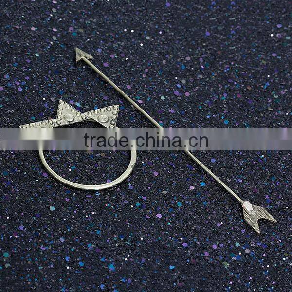 Zinc Based Alloy Antique Bronze Circle Ring Triangle Arrow Wedding Hairpins
