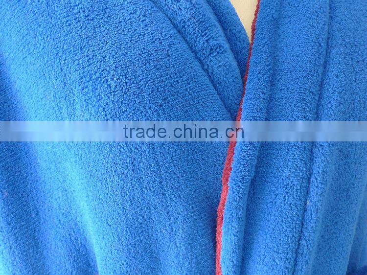 Pouplar Double Blue/Wine Red Colors Soft Two-way Wear Bathrobe for Adults