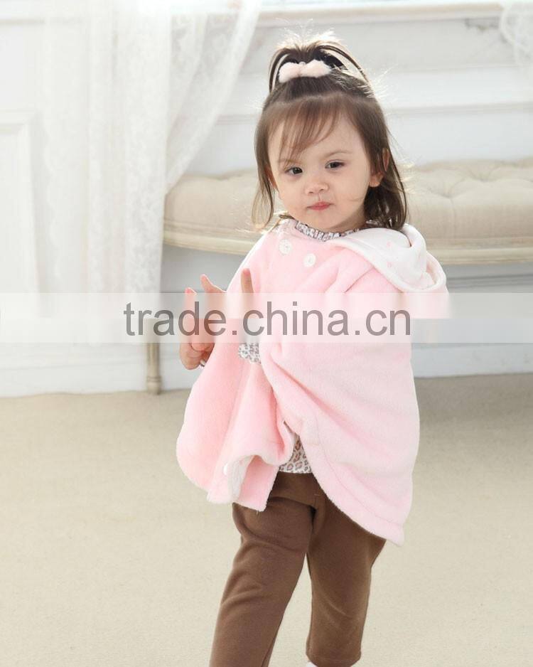 Lovelybabies fashion girls button cloak long sleeve hooded cape coat cloak