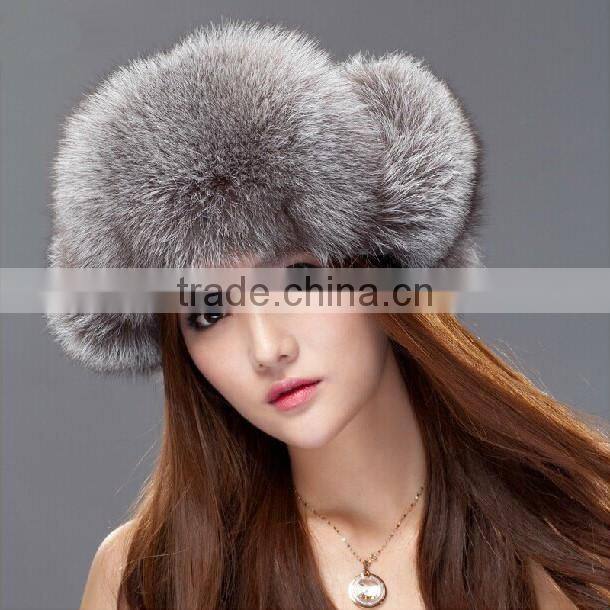 YR434B Russia Style Winter Fur Hat/Women Fashion Silver Fox Hats