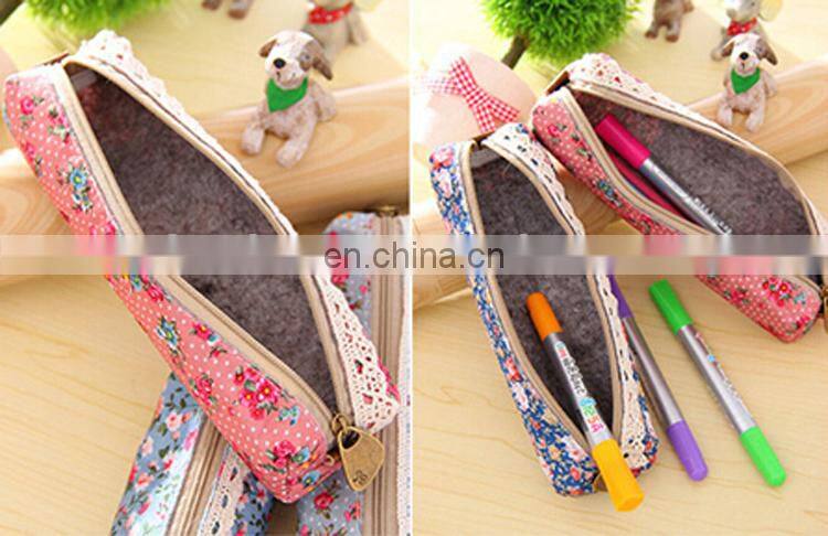 Beautiful vintage wood wind canvas pencil cases
