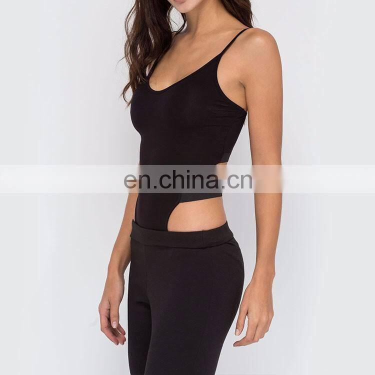 New Style Black Halter Neck Customized Logo Adult Bodysuit
