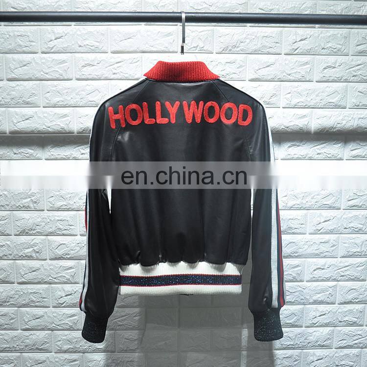 Fashion Sheep Leather Coat Ladies Long Sleeve Warm Italian Leather Coats