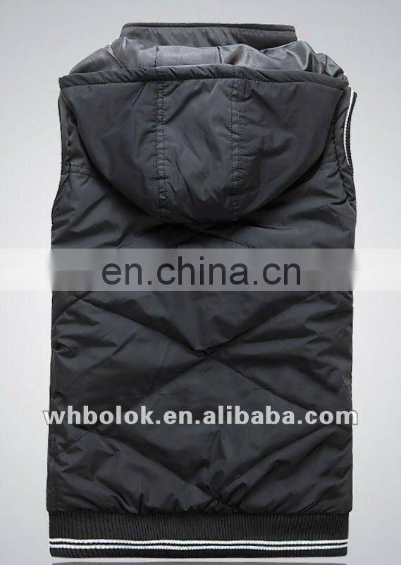 Fashionable mens quilted waistcoat with hood winter vest