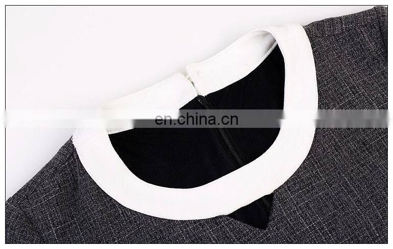 High quality long sleeve tweed spring dress above knee, wholesale dress fashion