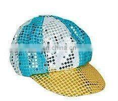 Fashionable Gold Sequined Disco Caps for party