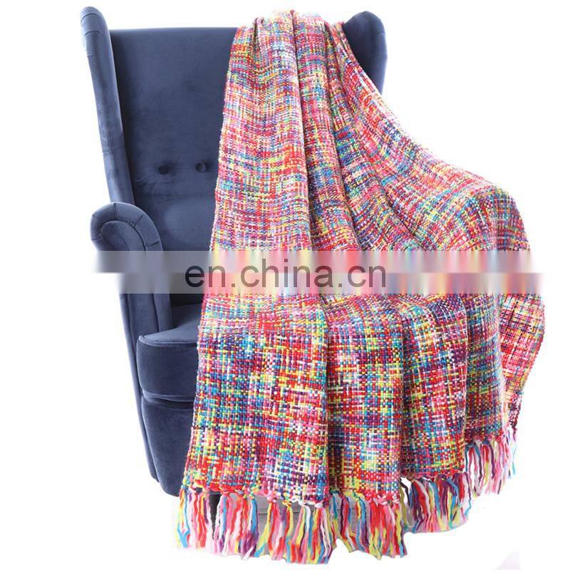 China Cheap Price Tropical Style Multi-Color Rainbow Throw Blanket 63" X 49"