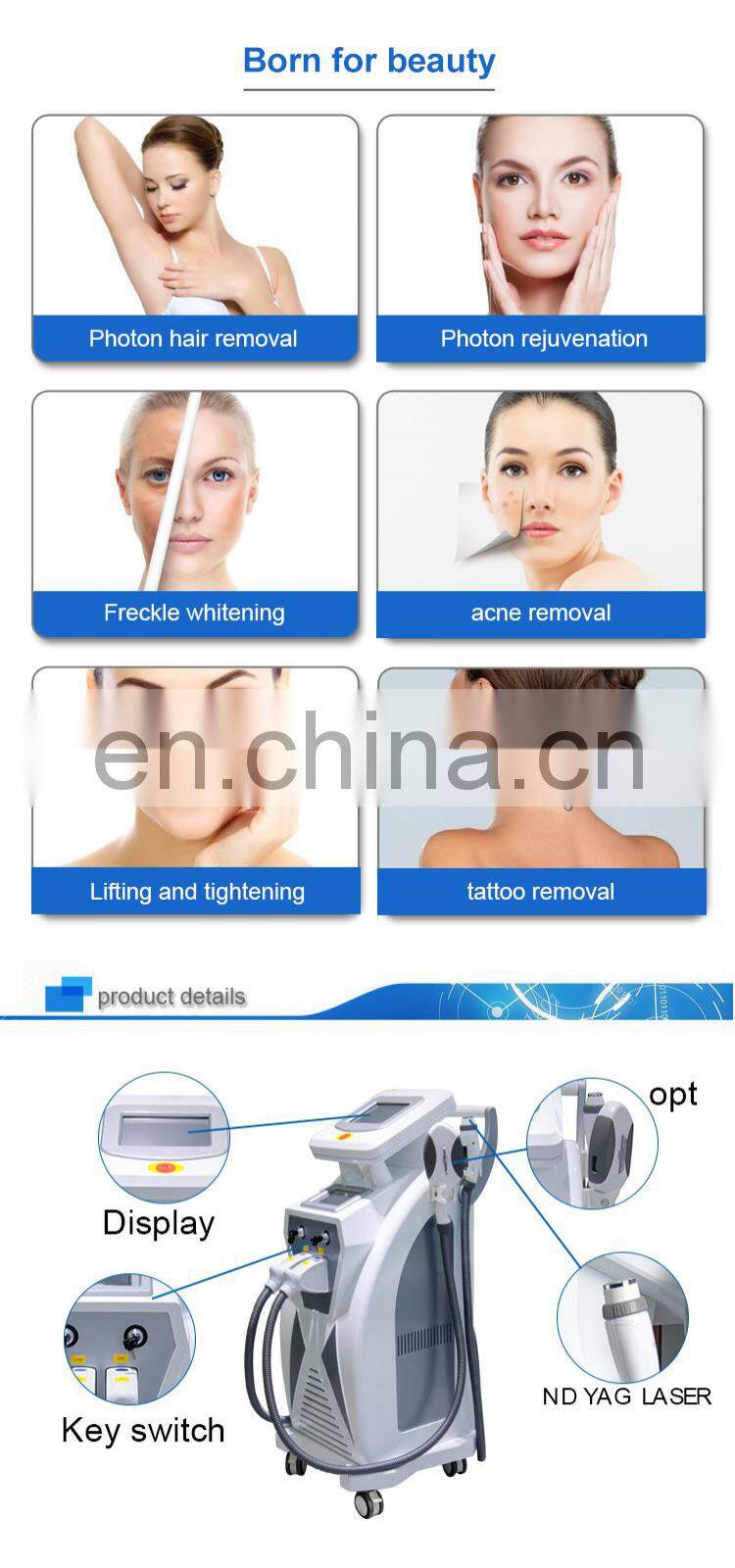 4 IN 1 SHR Elight RF ND Yag Laser Multifunction Beauty Machine CE Approval