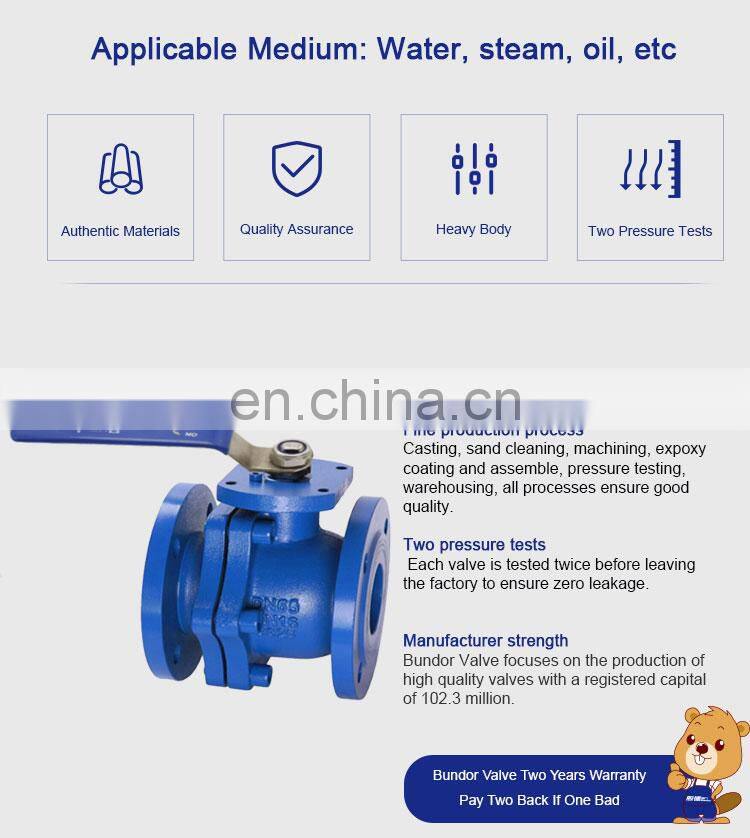 Bundor cast iron handle lever operation ball valve 2PC Ball Valve with water