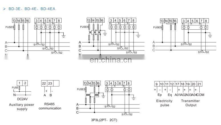 Acrel energy transducer 3p4w Multi-electric transmitter BD-4E with RS485 communication