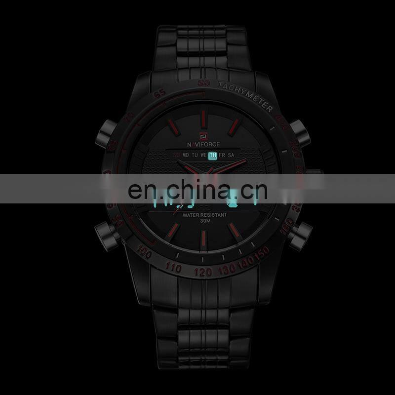 Naviforce 9024 Luxury Mens Fashion Sport LED Digital Quartz Watches Clock Man Full Steel Military Wristwatch relogio masculino