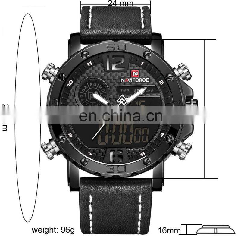 NAVIFORCE NF9134 Men Fashion Casual Digital Quartz Movement Watch Week Day Date Timing Display Back light Watch