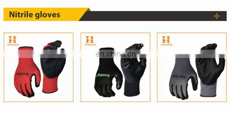 Guantes de trabajo de seguridad recubiertos de nailon PU calibre 13 para limpieza industria electronica