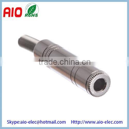 Solder Type Metal Strain Relief 1 / 4 inch stereo Female 6.35mm headphone jack audio input connector