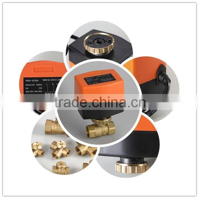 3 way motorized ball valve, DN15 electric ball valve, 24V ball valves for HVAC system