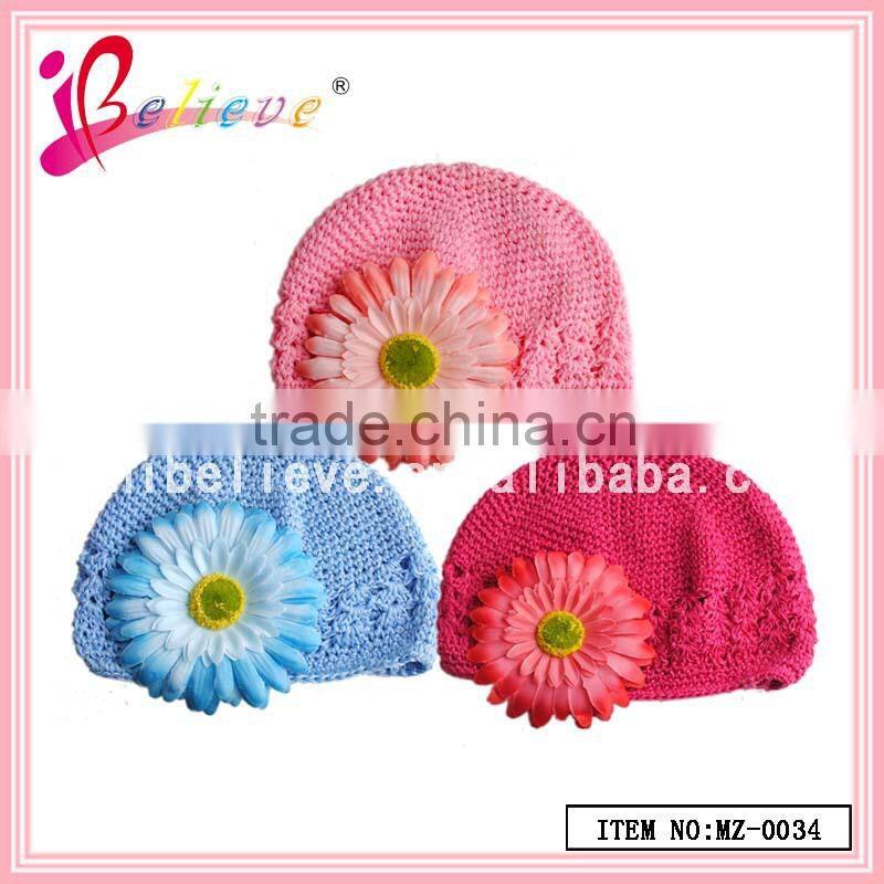 Beautifly sunflower baby winter hat,hand knitted baby hat,environmental fabric for hat