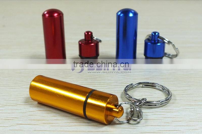 52mm Long 14mm Wide Golden/green/silver Mini Waterproof Portable Pill Bottle