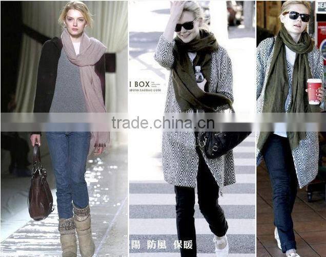 Trend All-match Classic Style Solid Color Pashmina Knit Scarf