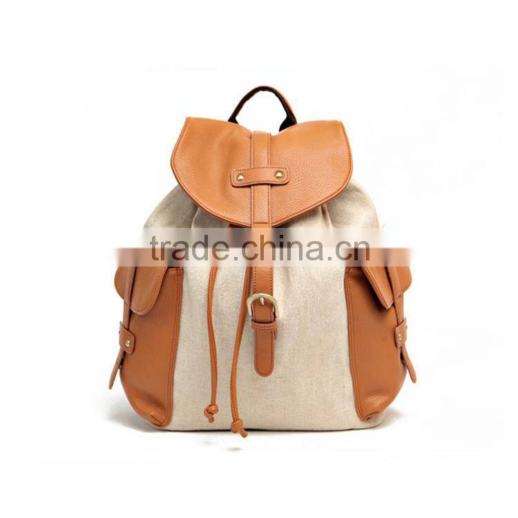 Beautiful Vintage Canvas Leather Teenager Girls Bag Backpack