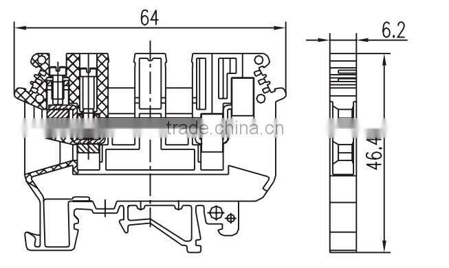 UK4 sqmm double inlet double outlet terminal blocks