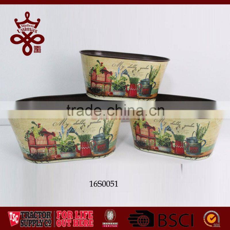 Garden Decorative Flower Pots Planters Shabby Garden Urn Planter Metal Outdoor Flower Pots