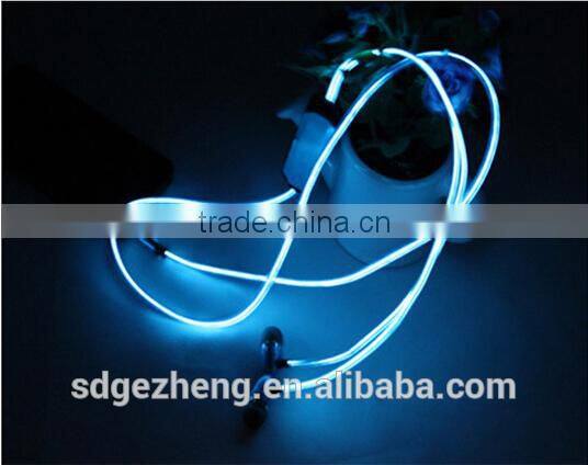 Wholesale el wire earphones with mic flowing light led running light headphones for smartphones in United Kingdom Poland China