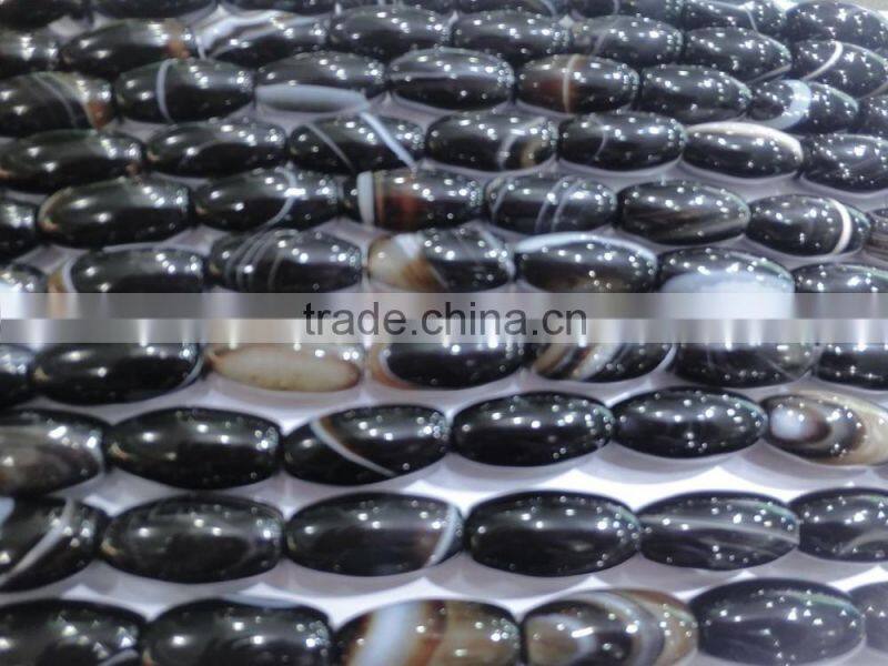 15*30mm barrel drum shape Natural polished Black Agate strip beads