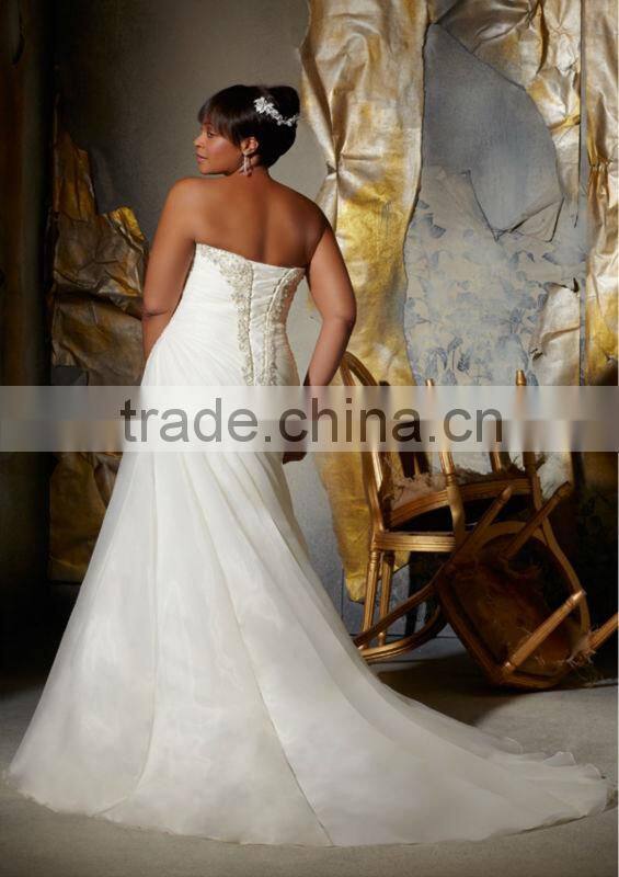 New Custom Made White/Ivory Organza Pleat Beading Mermaid Wedding Dress Plus Size Wedding Dress Bridal Gown