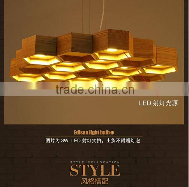 New Design honeycomb wooden Ceiling Lamp With LED lighting