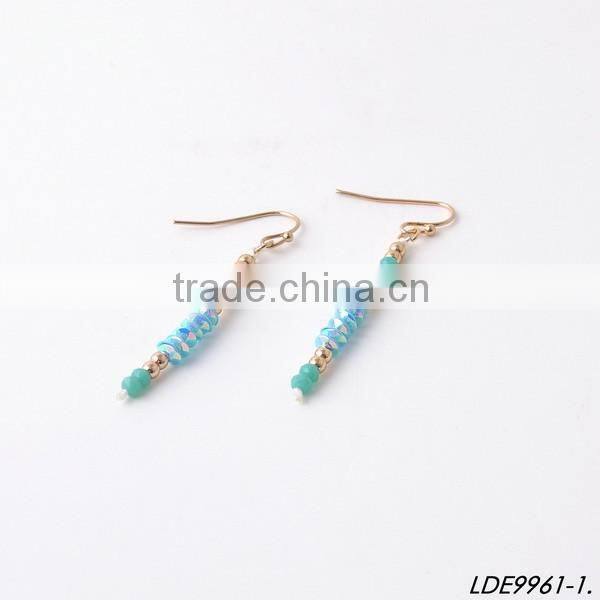 Gold bead with green bead fasion earrings
