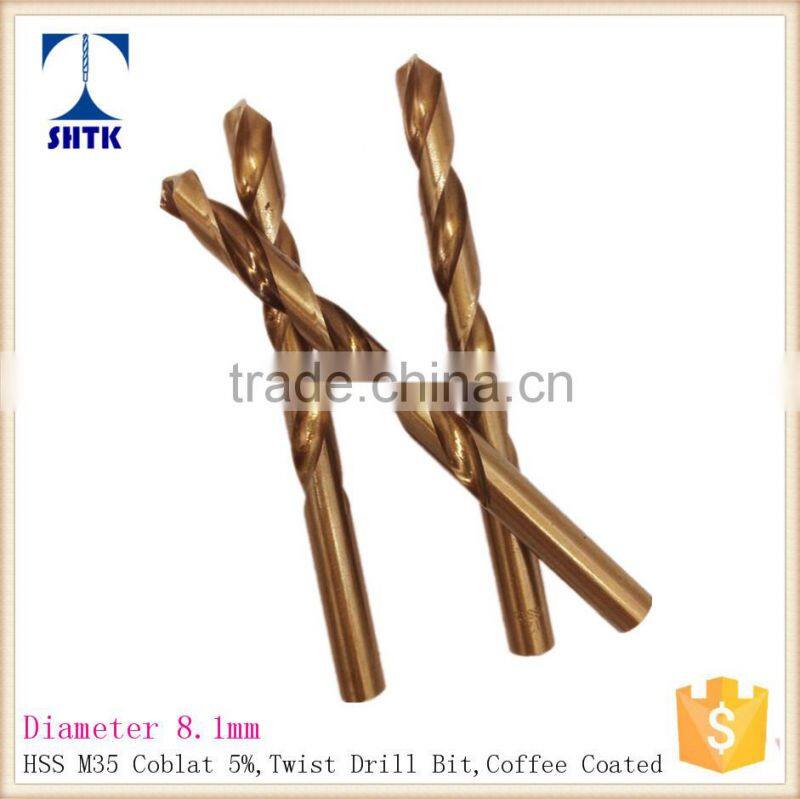 M35 cobalt, drill bit, factory direct supply, twist drill bit Dia 8.1mm