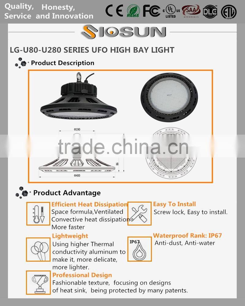 2016 New Patent 180W IP67 20340Lumens LED Factory UFO LED High Bay Light